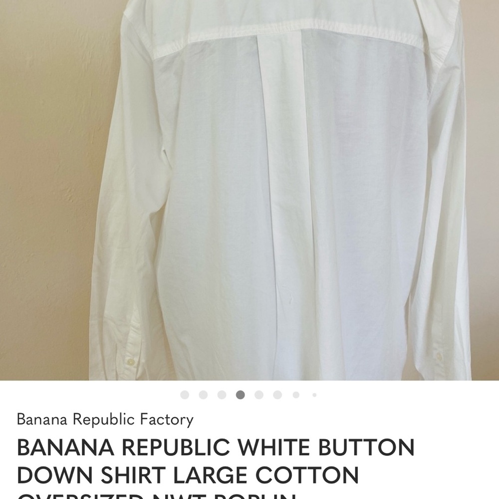 BANANA REPUBLIC WHITE BUTTON DOWN SHIRT LARGE COTTON OVERSIZED NWT POPLIN